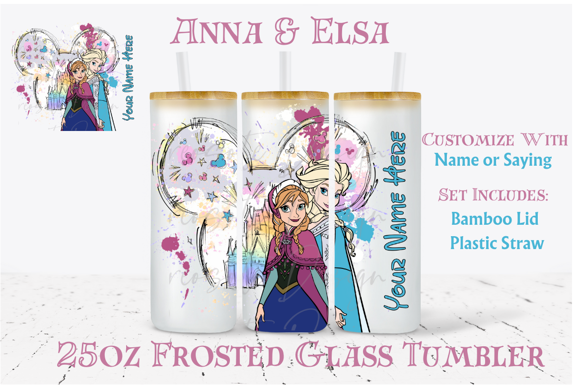 Personalized Iced Coffee Cup, Custom Glass with Lid and Straw - Princess 25oz Frosted Tumbler - Free Shipping!