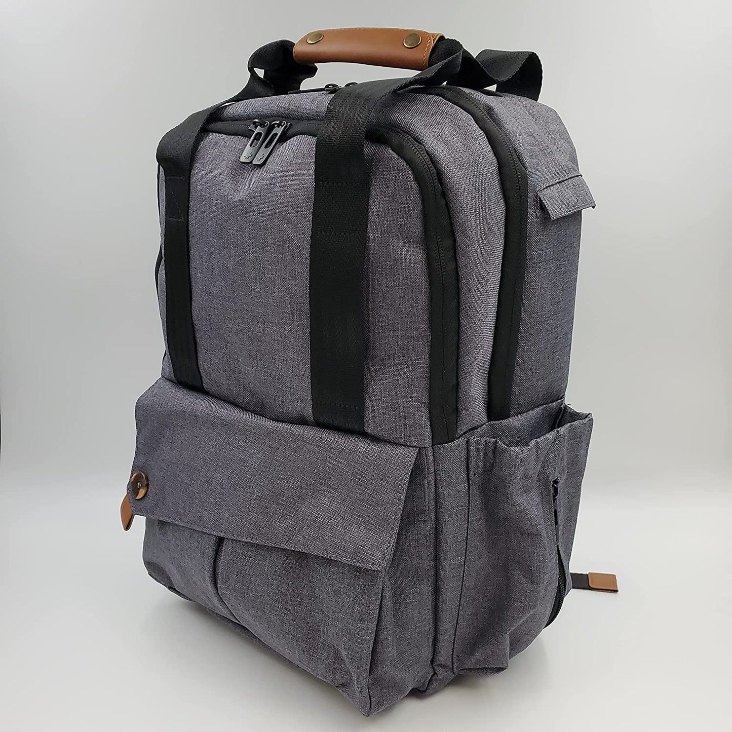 Dark Grey Multi-Function Backpack Diaper Bag with Removable Changing Pad