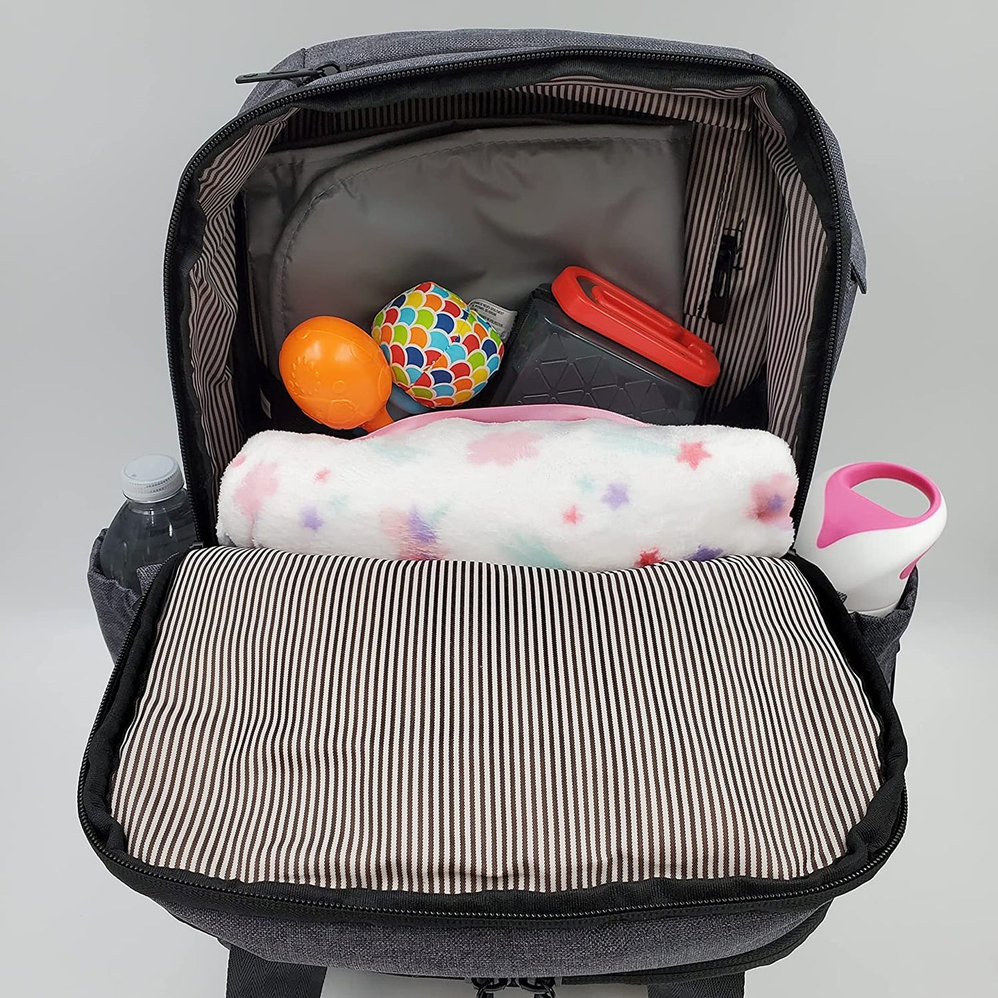 Dark Grey Multi-Function Backpack Diaper Bag with Removable Changing Pad