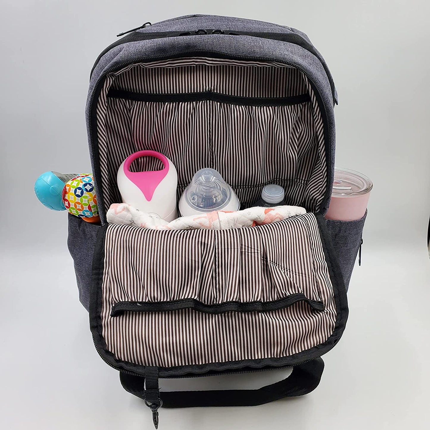 Dark Grey Multi-Function Backpack Diaper Bag with Removable Changing Pad