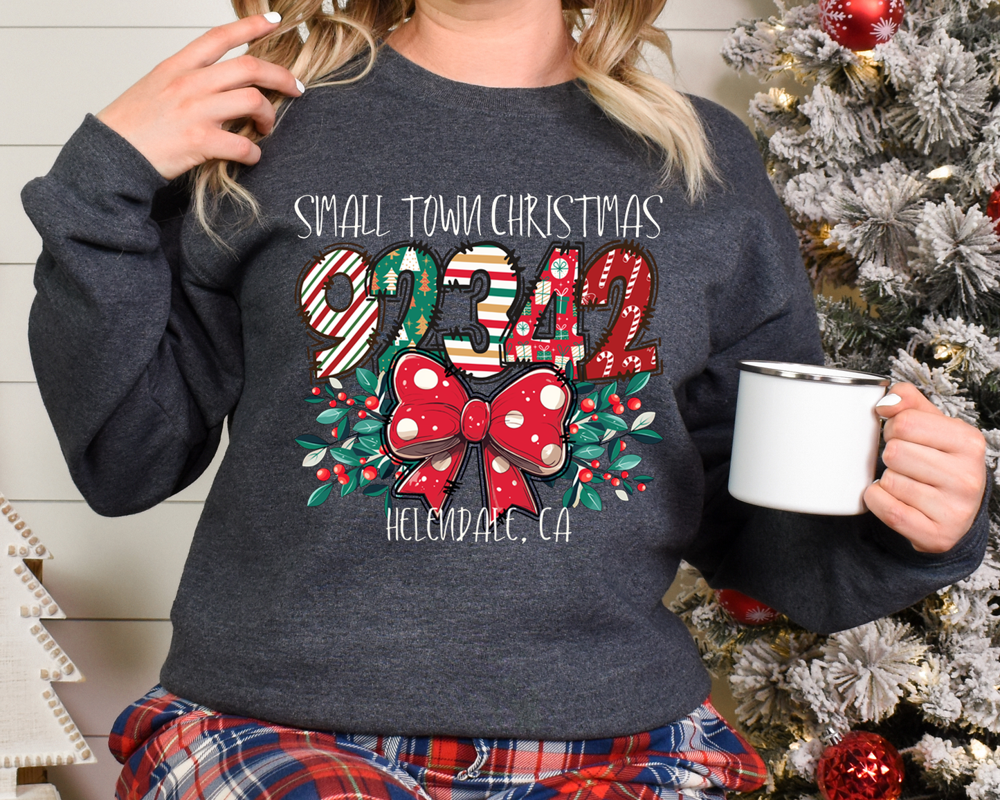 Small Town Christmas 92342 Helendale, Ca Crewneck Sweatshirt