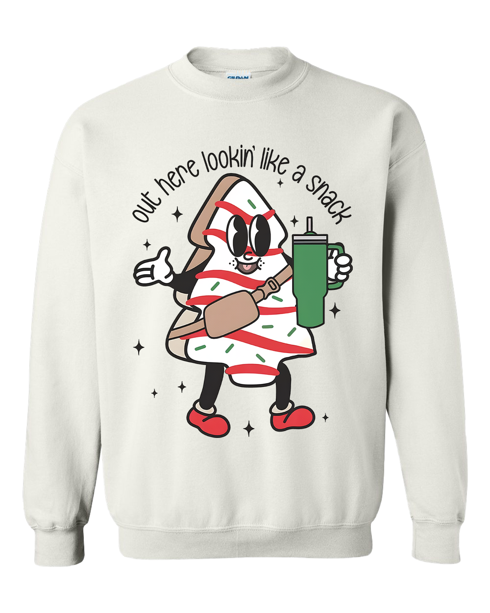 "Out Here Looking Like A Snack" Little Debbie Christmas Tree Snack Cake Crew Neck Sweatshirt