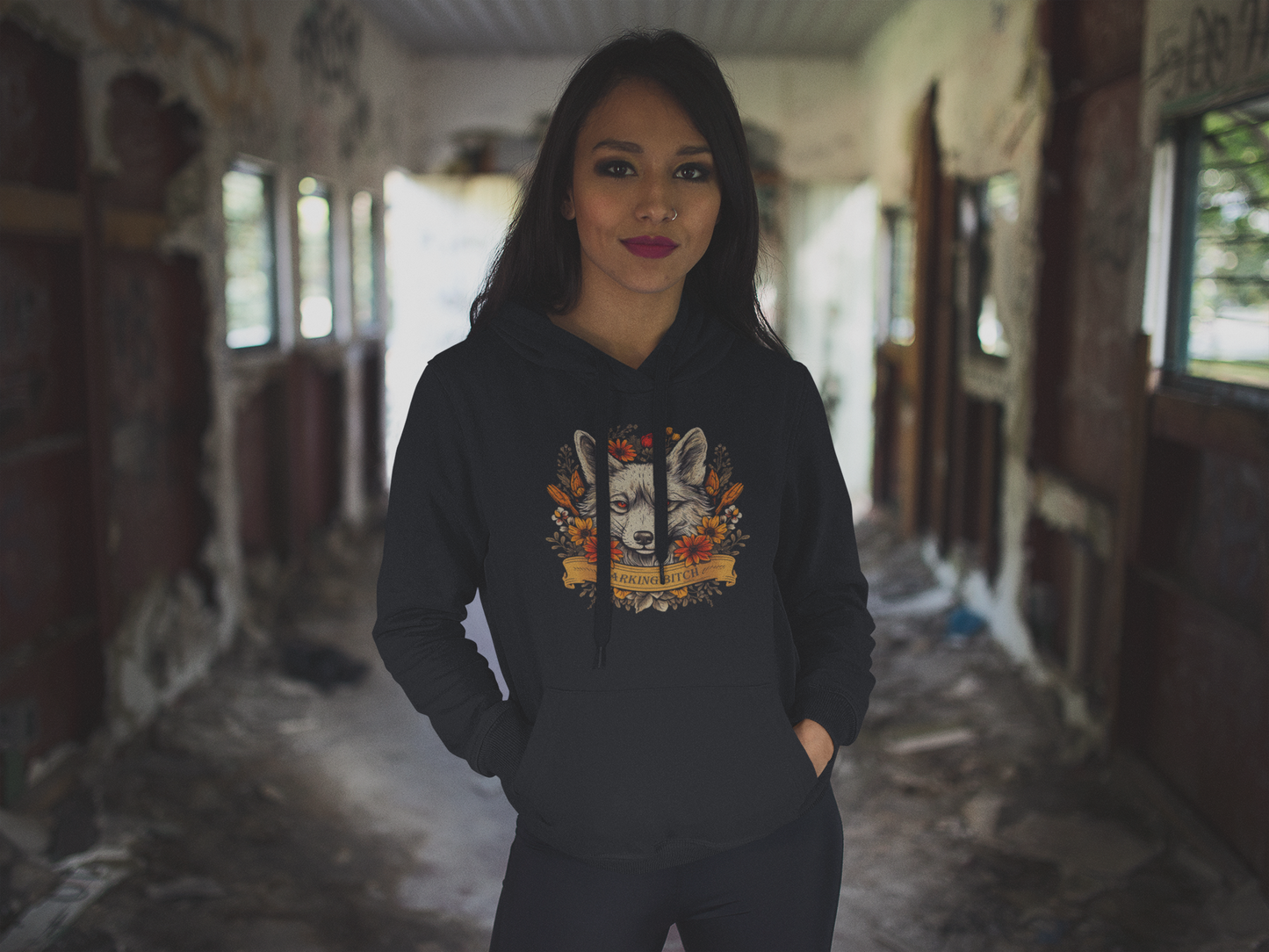 Barking B***** Oversized Pullover Hoodie - Black