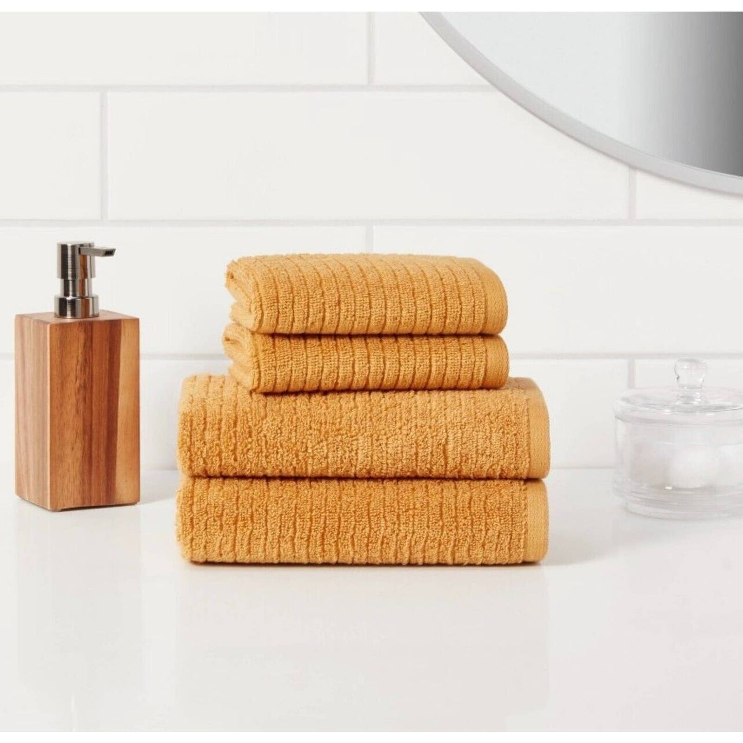 Threshold Quick Dry Ribbed 4 piece Hand/ Wash Towel Set - Gold