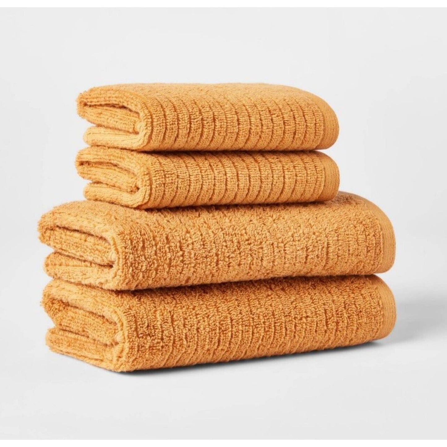 Threshold Quick Dry Ribbed 4 piece Hand/ Wash Towel Set - Gold