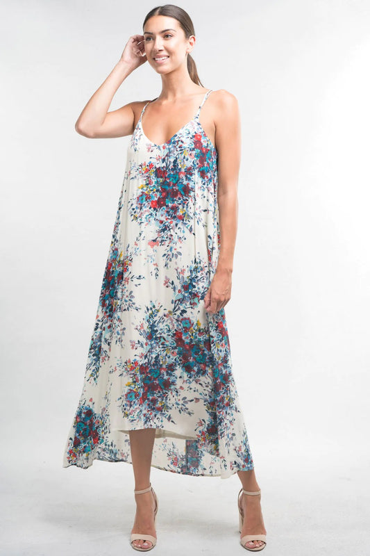 Lovestitch Floral Strappy Knot Back Maxi Dress