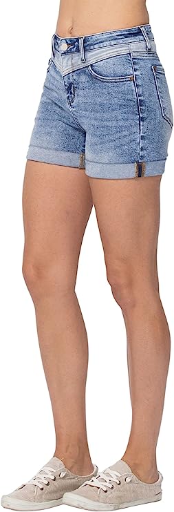 Judy Blue Women's High-Waist Two-Tone Yoke Shorts