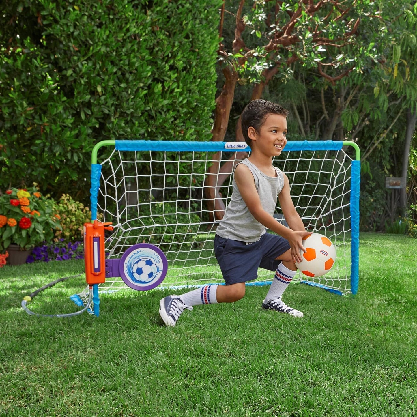 Little Tikes 2-in-1 Water Soccer/Football Sports Game with Net, Ball & Pump