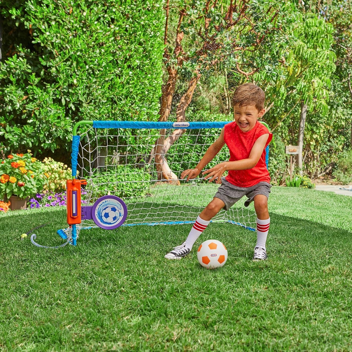 Little Tikes 2-in-1 Water Soccer/Football Sports Game with Net, Ball & Pump