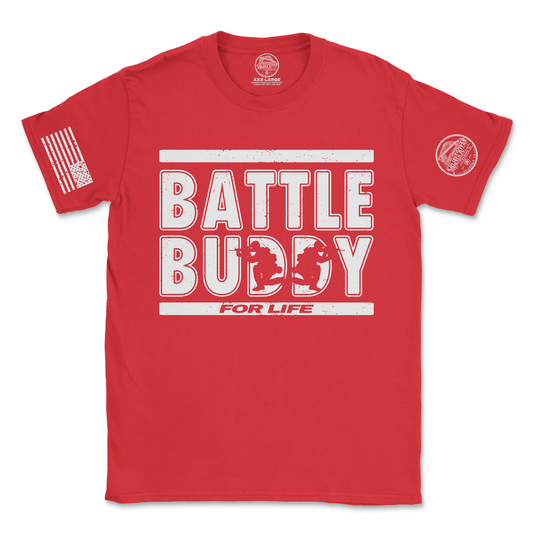 "Battle Buddy for Life" Distressed Soldiers Silhouette Graphic T-Shirt