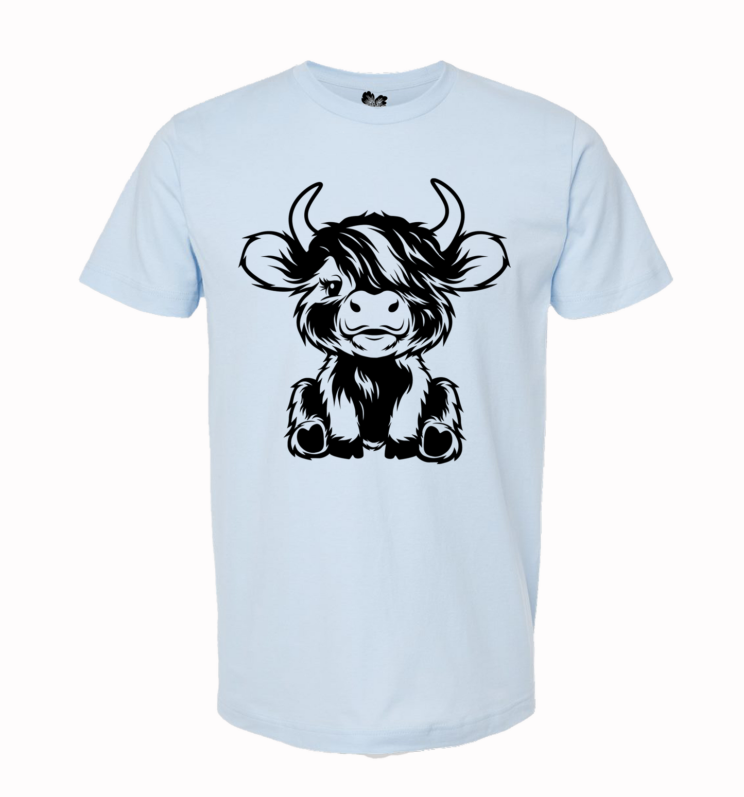 Cute Sitting Highland Cow T-Shirt, Cute Cow T-Shirt, Baby Cow T-Shirt