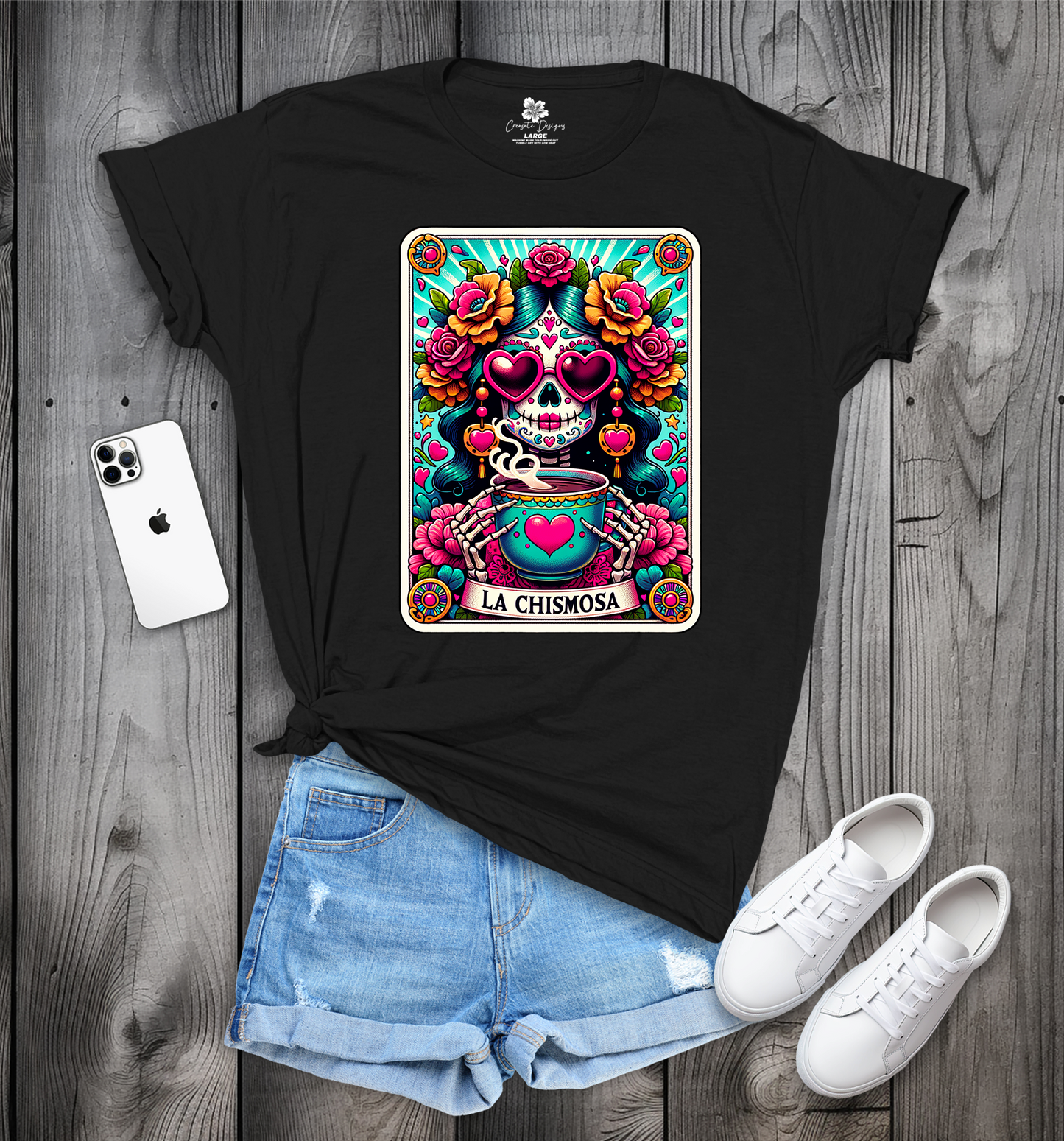 La Chismosa Tarot Card T-Shirt, Funny Mexican Shirt, Mexican, Spanish, Catrina, Tarot Card Shirt