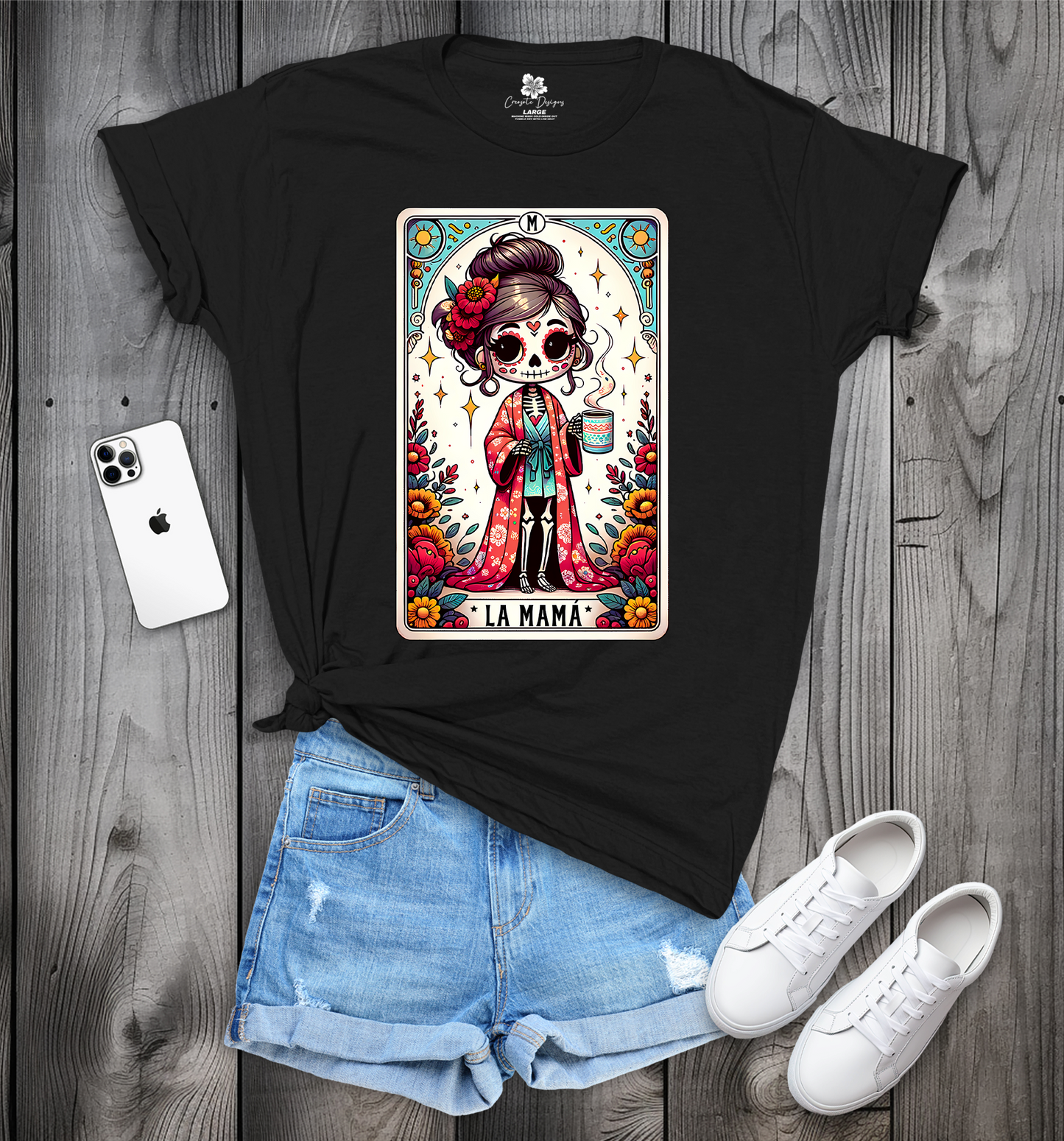 La Mama Tarot Card T-Shirt, La Mama Skeleton T-Shirt, Trendy Mama Funny Tarot T-Shirt, La Mama Tee