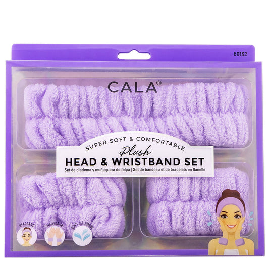 PLUSH HEADBAND & WRISTBAND SET (LAVENDER)