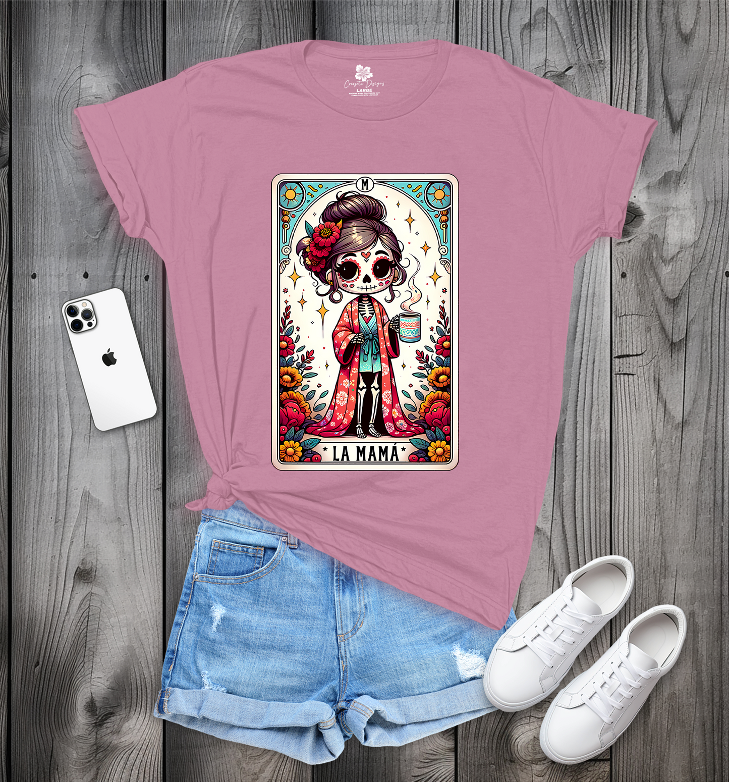 La Mama Tarot Card T-Shirt, La Mama Skeleton T-Shirt, Trendy Mama Funny Tarot T-Shirt, La Mama Tee