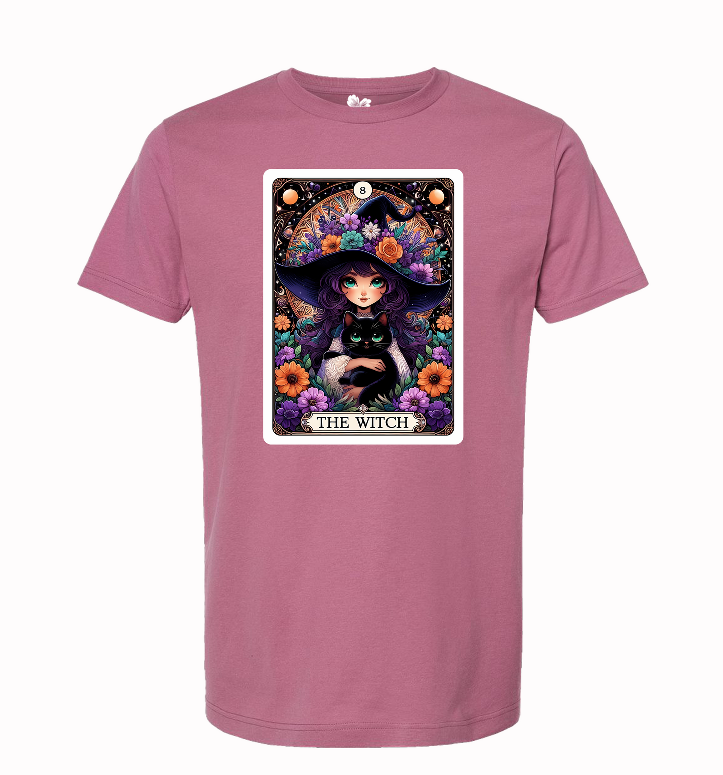 Witch Tarot Card Crew Neck T-Shirt, Witch and Cat T-Shirt, Trendy Witch Tarot T-Shirt, Witch Tee