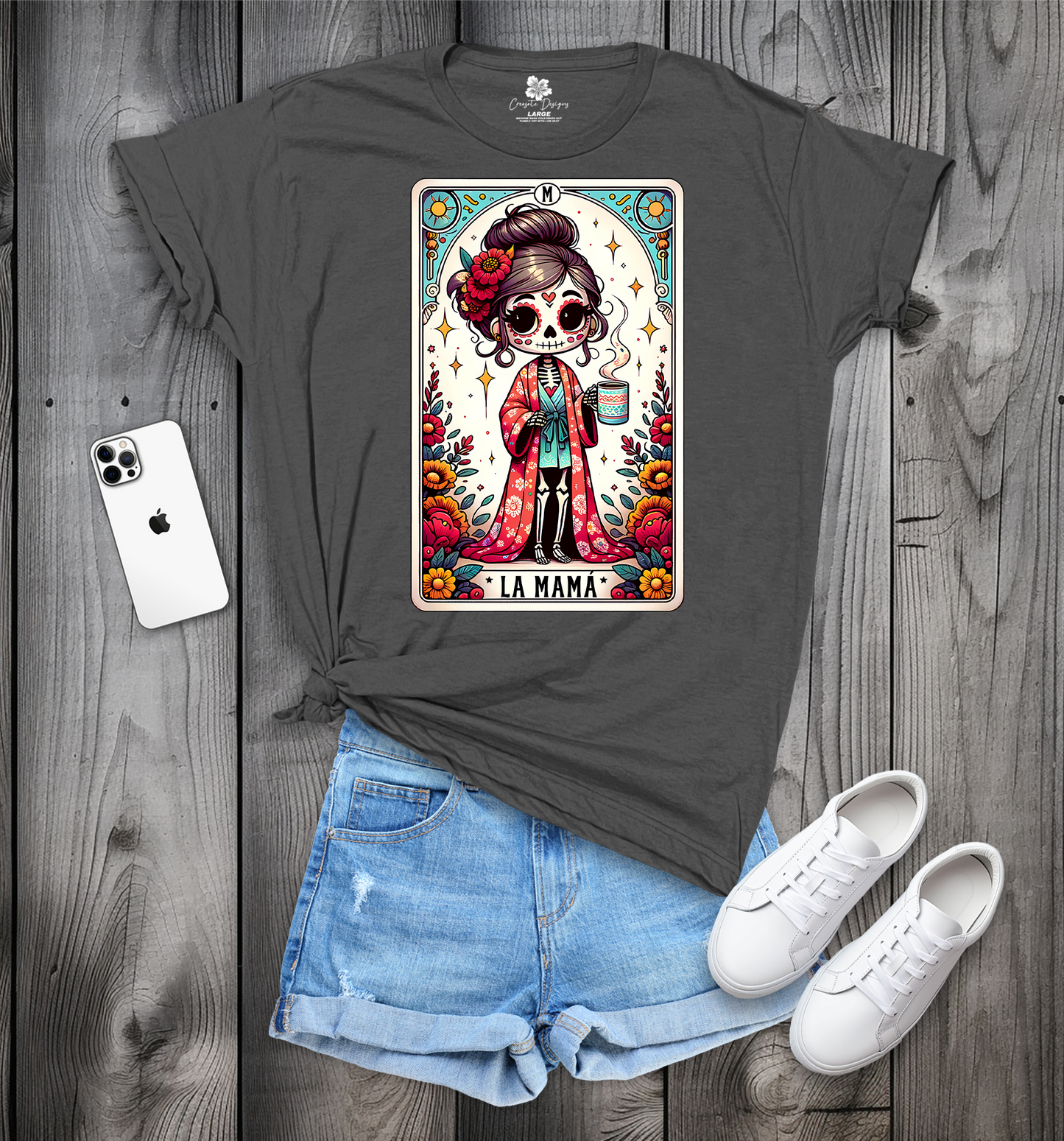 La Mama Tarot Card T-Shirt, La Mama Skeleton T-Shirt, Trendy Mama Funny Tarot T-Shirt, La Mama Tee