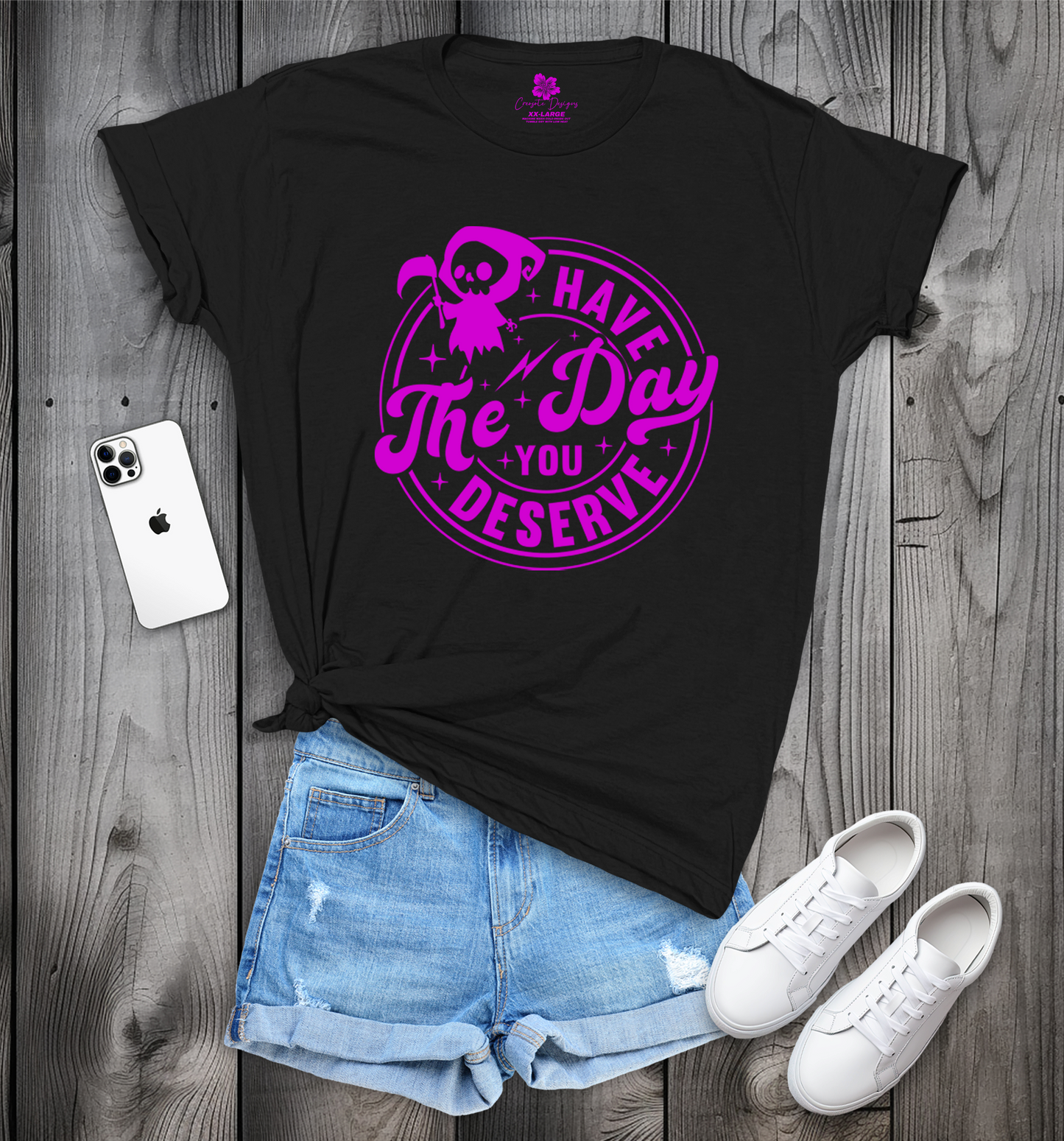 Have The Day You Deserve w/Chibi Grim Reaper T-Shirt, Chibi Tee, Have The Day Shirt