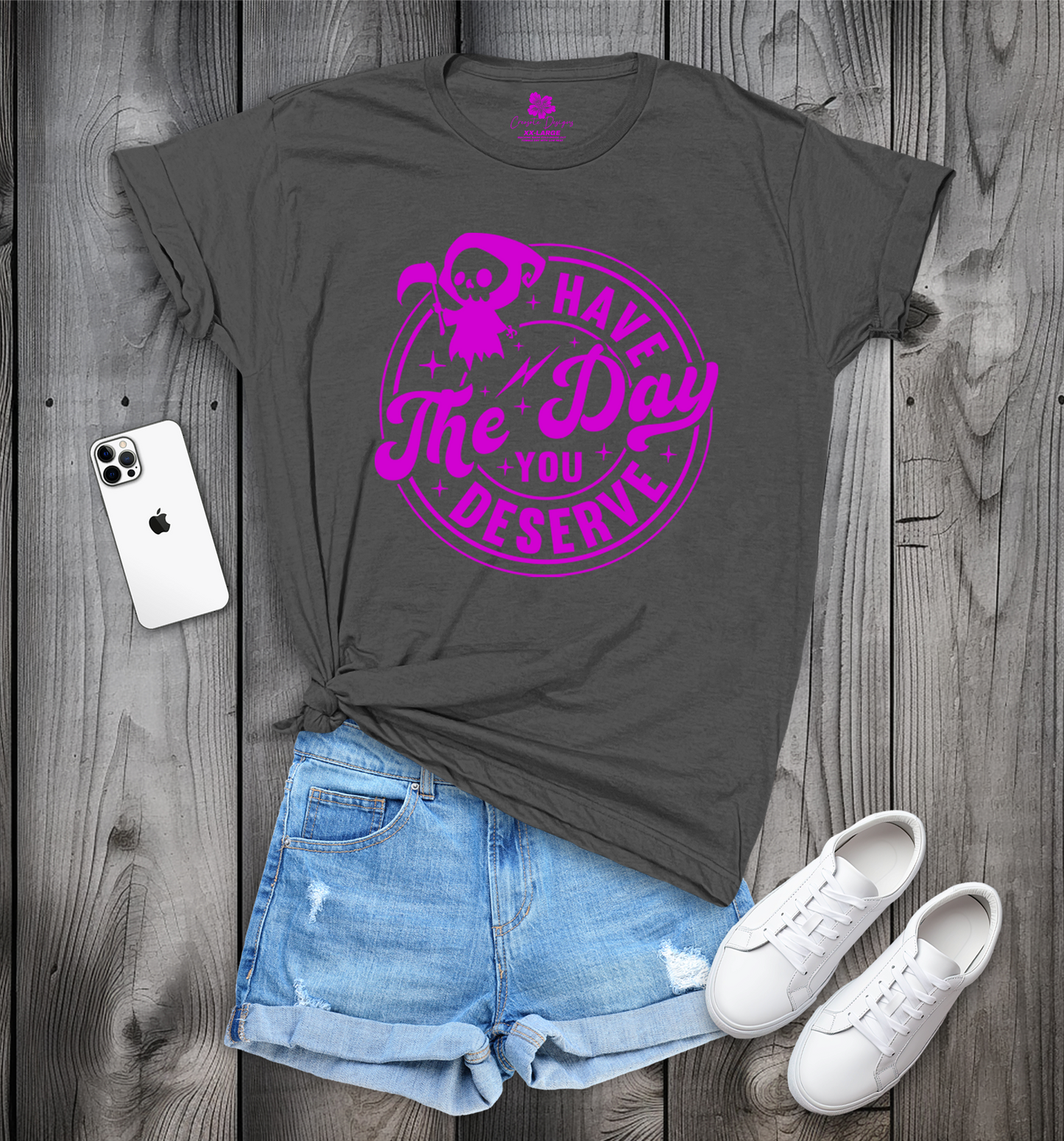 Have The Day You Deserve w/Chibi Grim Reaper T-Shirt, Chibi Tee, Have The Day Shirt