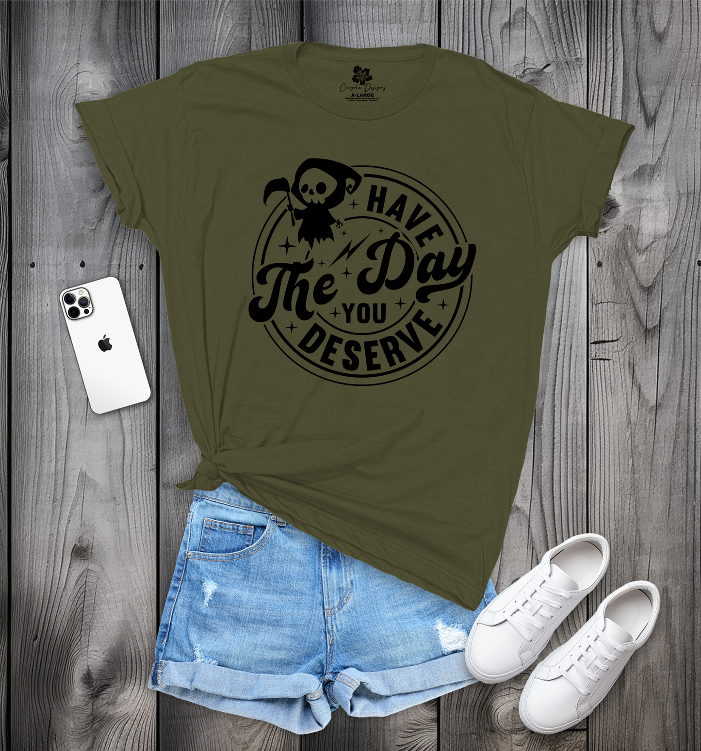 Have The Day You Deserve w/Chibi Grim Reaper T-Shirt, Chibi Tee, Have The Day Shirt