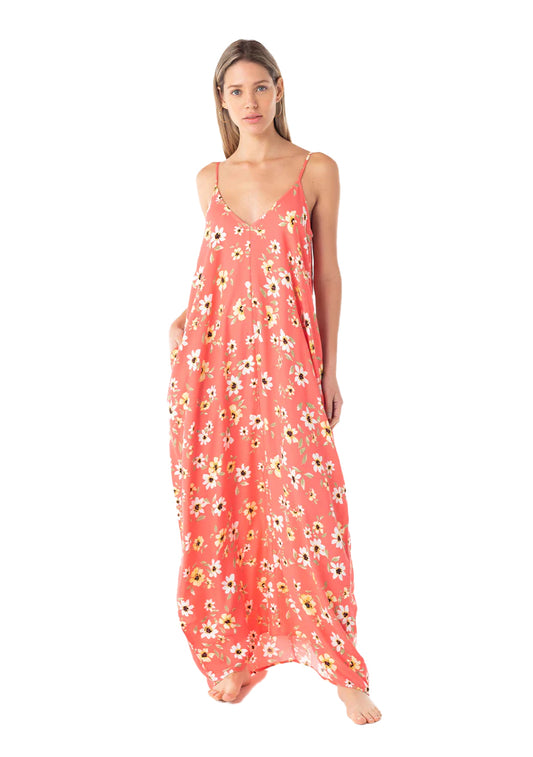 Lovestitch  Floral Printed Oversized Double V Neck Maxi Dress