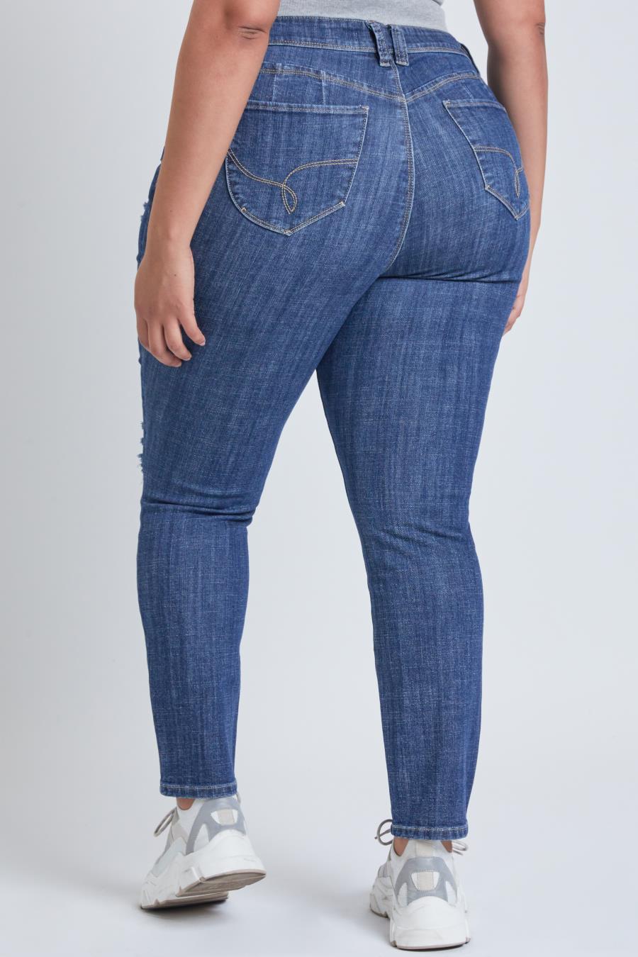 YMI Women's Plus Size WannaBettaButt Mid Rise Skinny Jeans