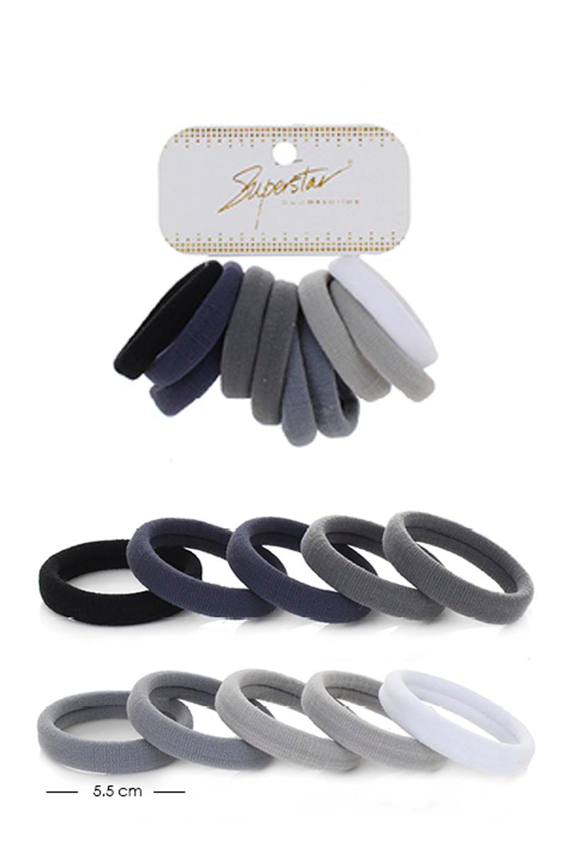 GRAY FASHION HAIR TIE SET OF 10