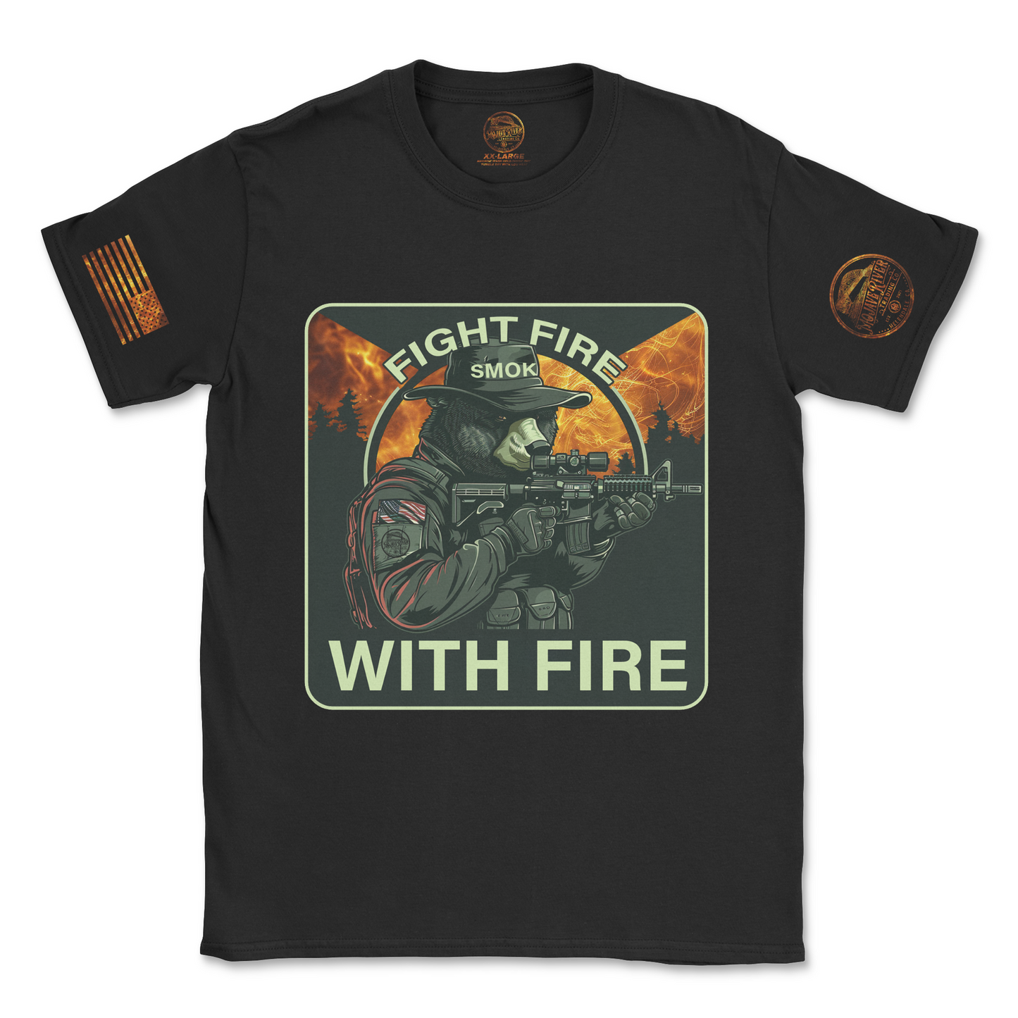 "FIGHT FIRE WITH FIRE" Tactical Smoke the Bear Graphic T-Shirt