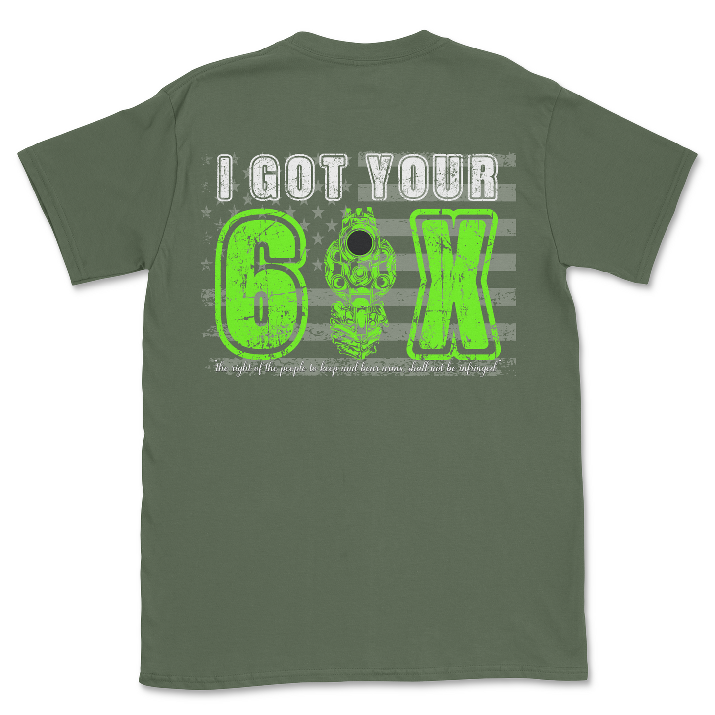 "I Got Your Six" 2nd Amendment Distressed Flag Graphic T-Shirt