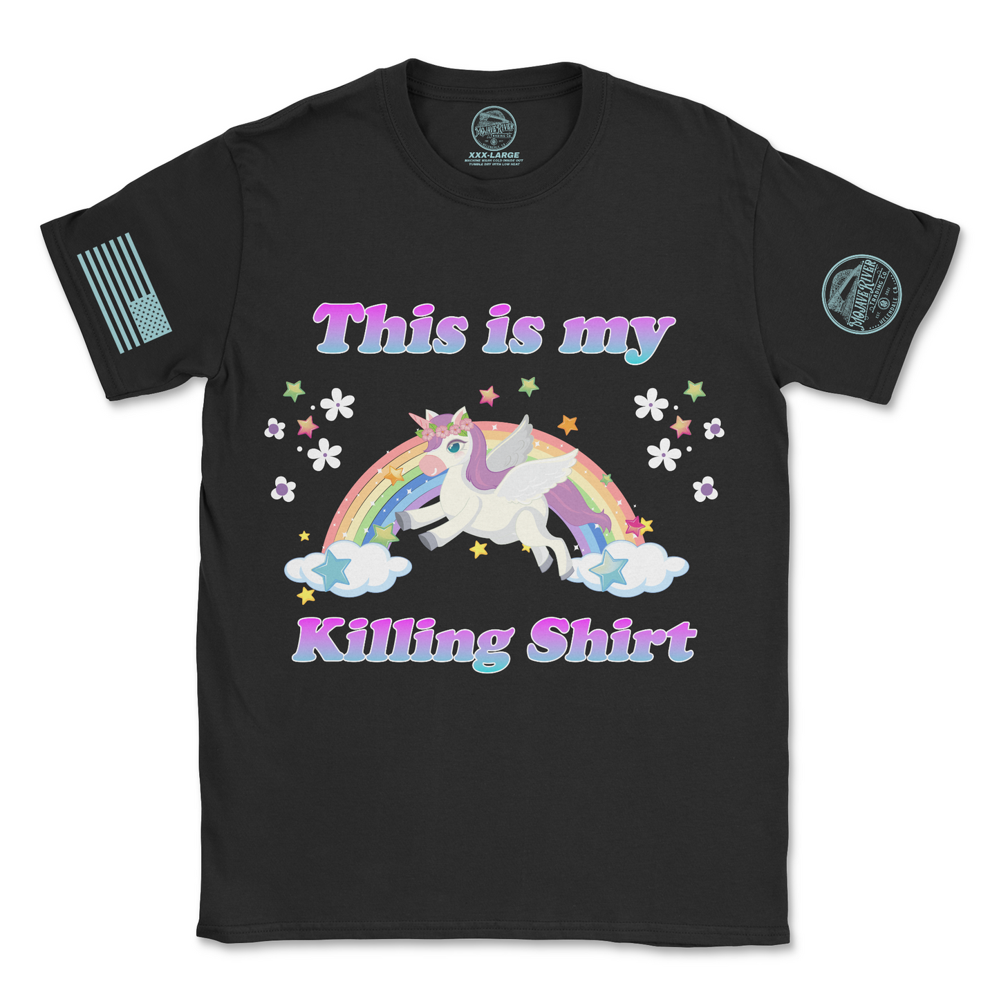 "This is My Killing Shirt" Pegasus & Rainbow Dark Humor Graphic T-Shirt