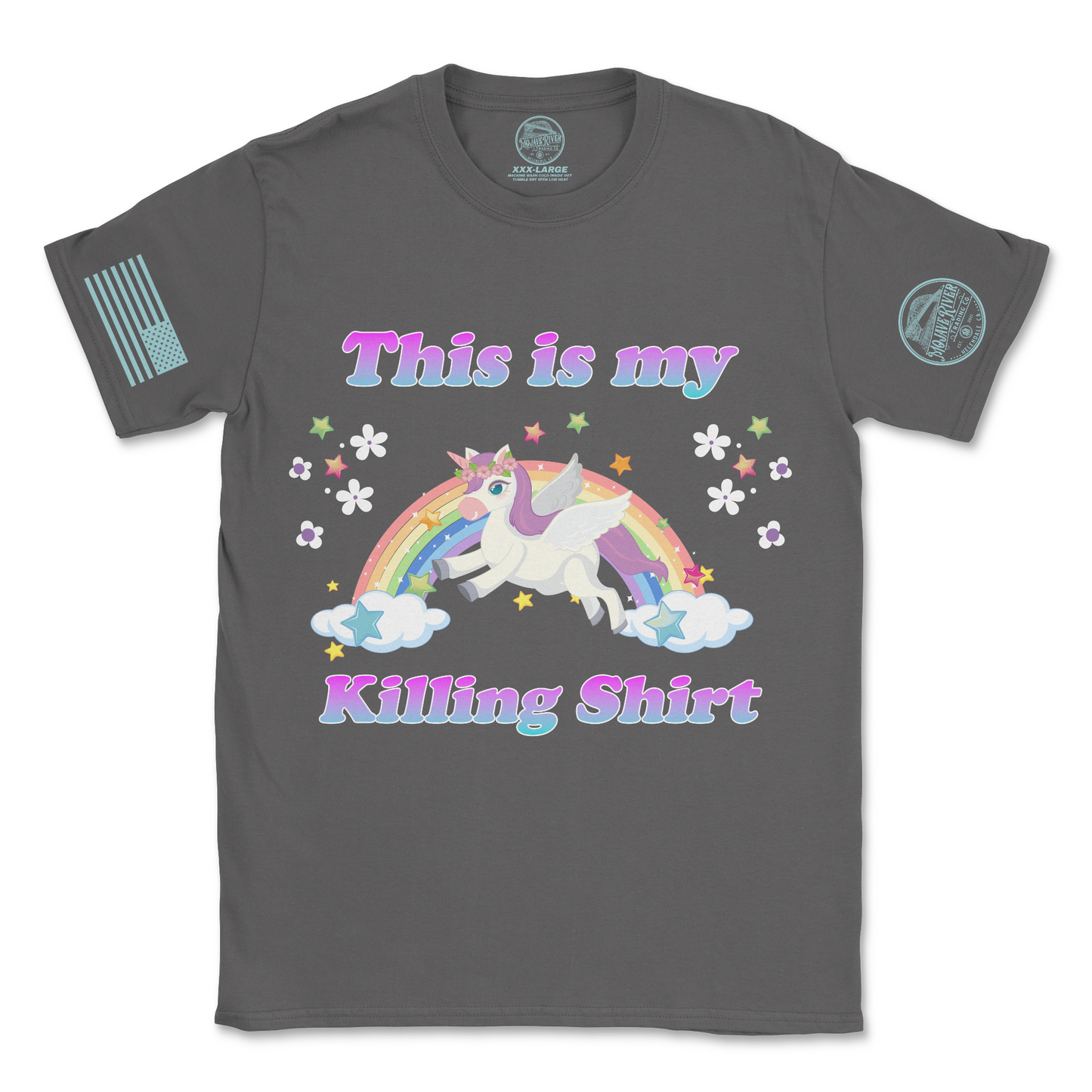 "This is My Killing Shirt" Pegasus & Rainbow Dark Humor Graphic T-Shirt