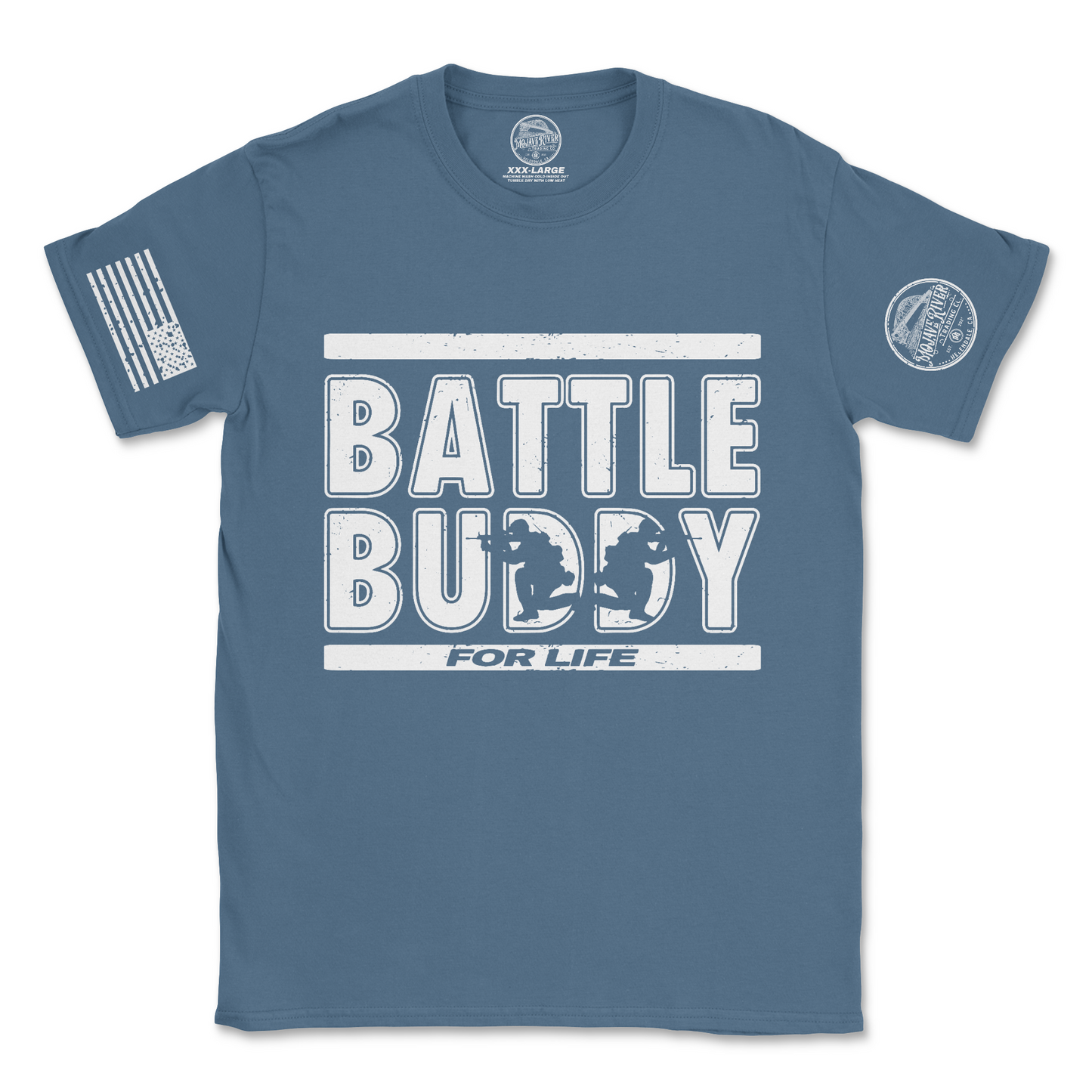 "Battle Buddy for Life" Distressed Soldiers Silhouette Graphic T-Shirt