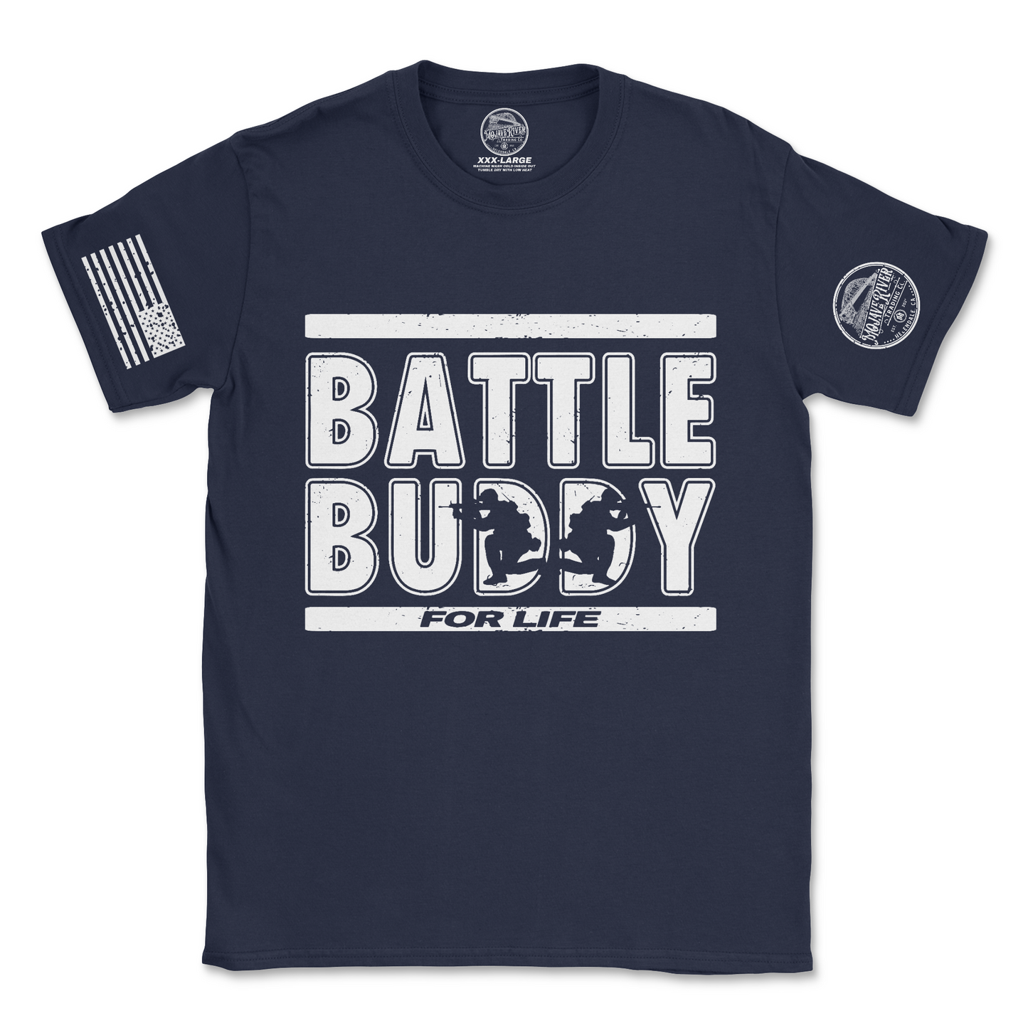 "Battle Buddy for Life" Distressed Soldiers Silhouette Graphic T-Shirt