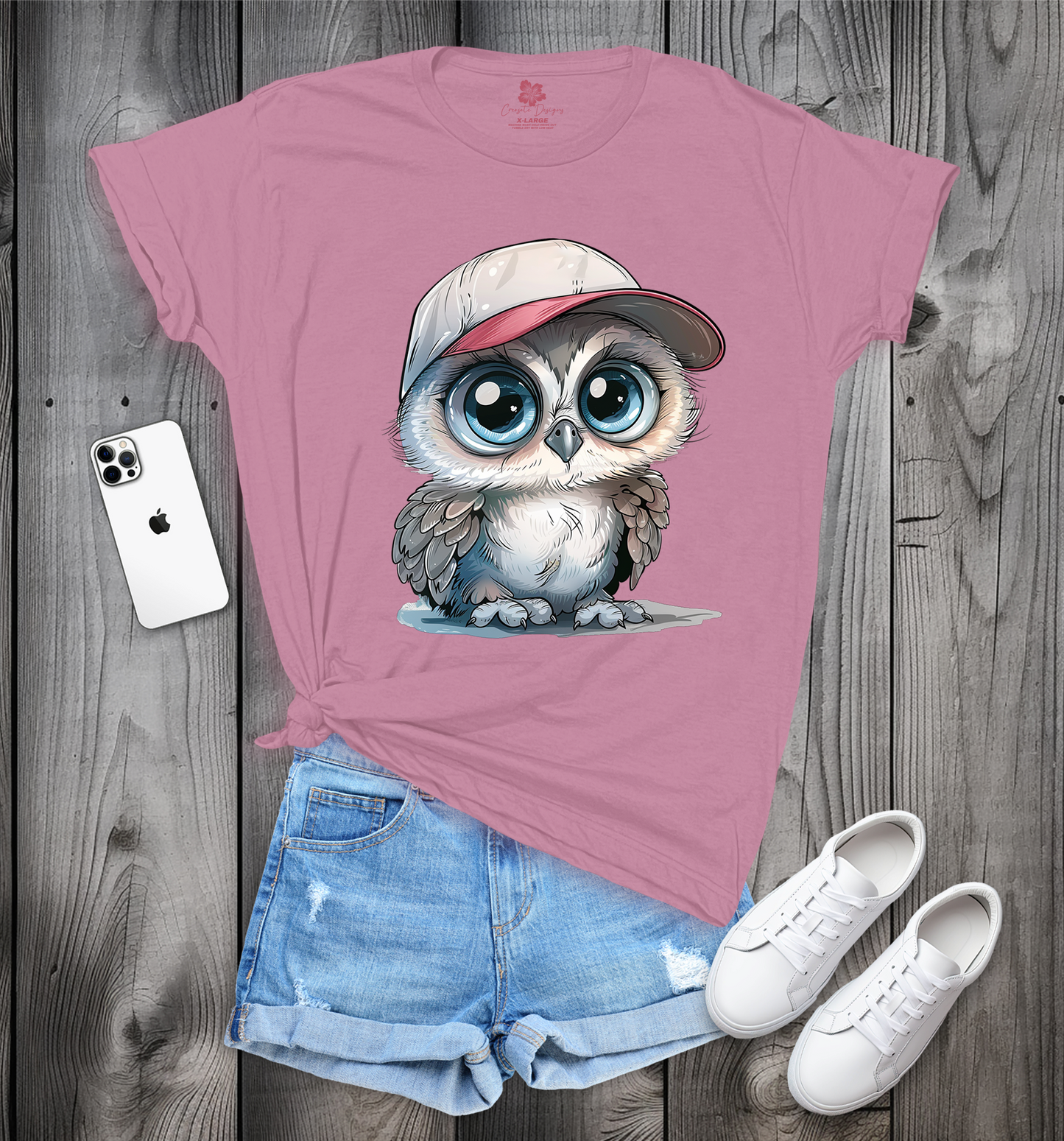 Cute Gray Owl Wearing A Hat T-Shirt, Gray Owl Tee, Owl In Hat Shirt, Gray Owl Shirt