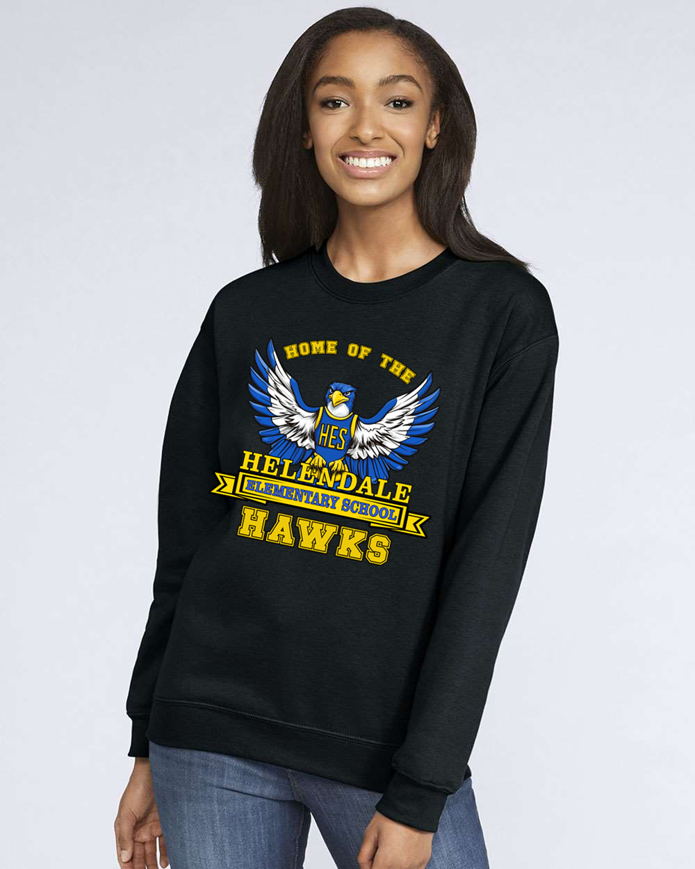 Helendale Elementary Adult Crew Neck Sweatshirt – School Spirit Apparel, Sizes XS-4XL