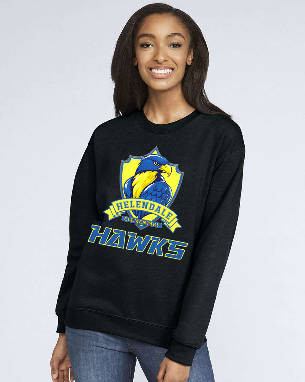 Helendale Elementary Adult Crew Neck Sweatshirt – School Spirit Apparel, Sizes XS-4XL