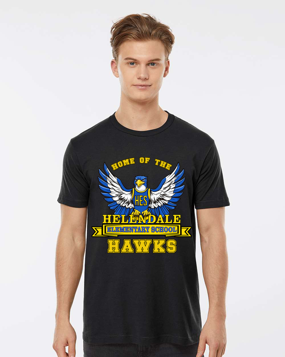 Helendale Elementary School Spirit Adult T-Shirt – Bold Hawk Mascot Graphic, Premium 100% USA Cotton, Sizes XS-4X