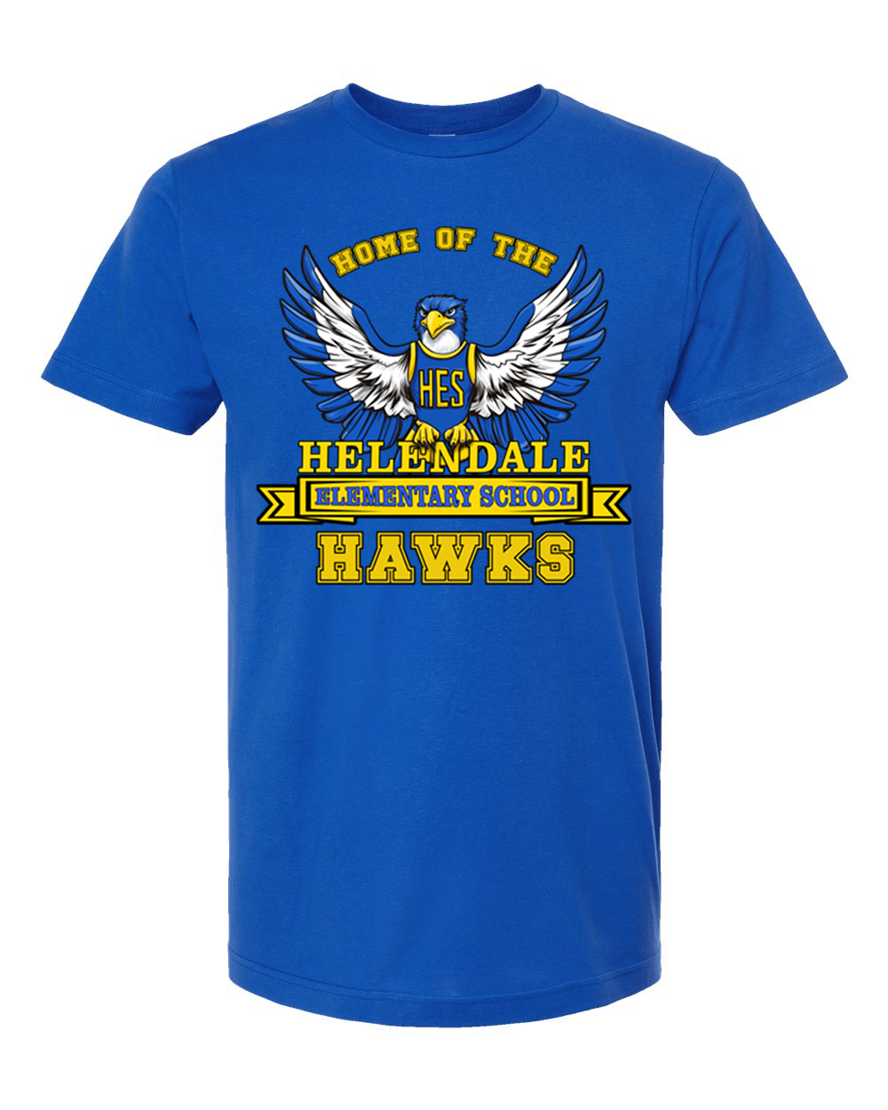 Helendale Elementary School Spirit Adult T-Shirt – Bold Hawk Mascot Graphic, Premium 100% USA Cotton, Sizes XS-4X