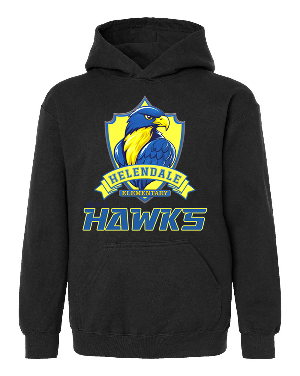 Helendale Elementary School Kid's Spirit Hoodie - Bold Hawk Mascot Design, Sizes XS-XL