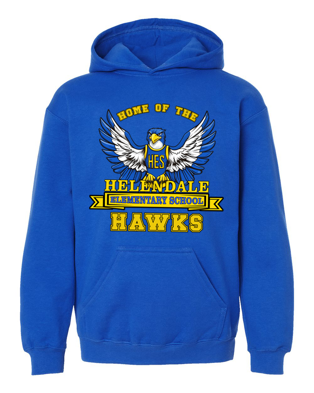 Helendale Elementary School Kid's Spirit Hoodie - Bold Hawk Mascot Design, Sizes XS-XL