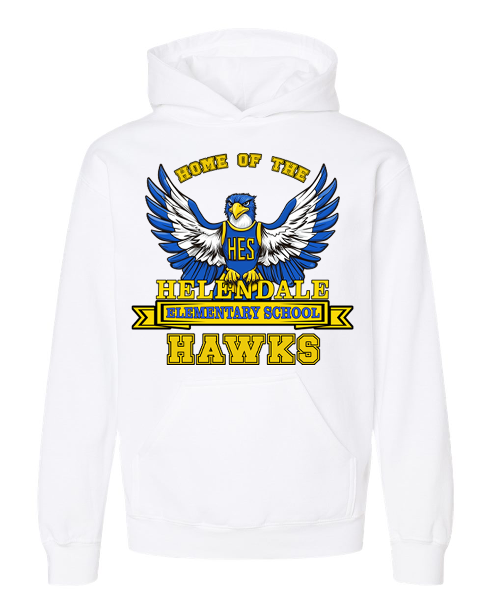 Helendale Elementary School Kid's Spirit Hoodie - Bold Hawk Mascot Design, Sizes XS-XL