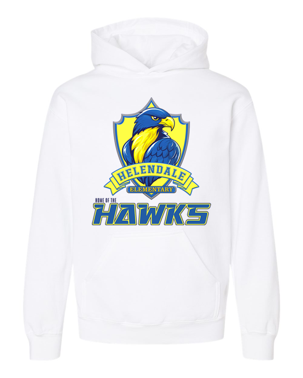 Helendale Elementary School Kid's Spirit Hoodie - Bold Hawk Mascot Design, Sizes XS-XL