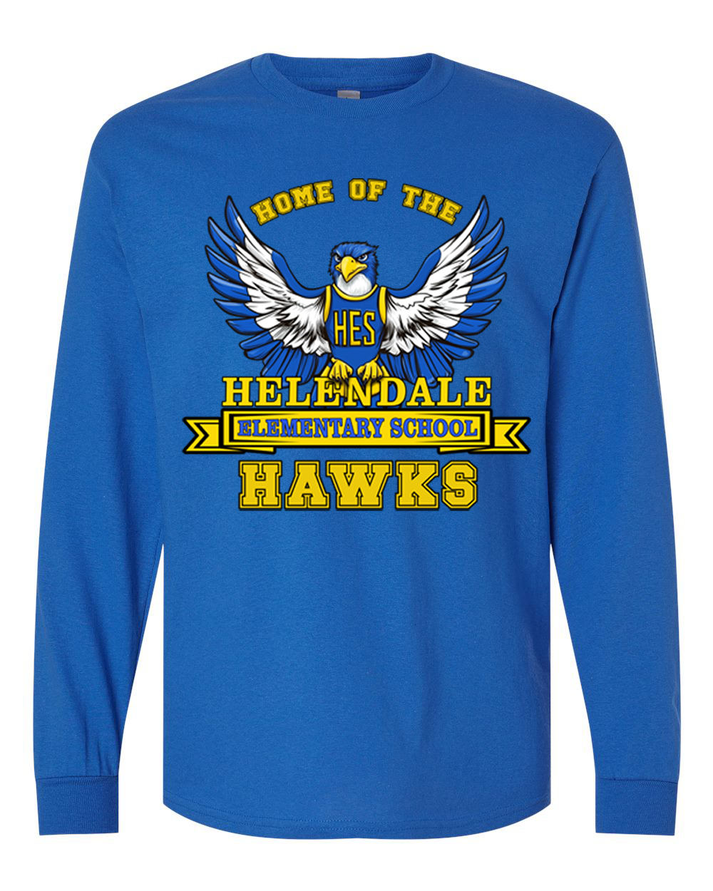 Helendale Elementary Adult Long Sleeve Spirit T-Shirt – School Pride Apparel, Sizes XS-4XL