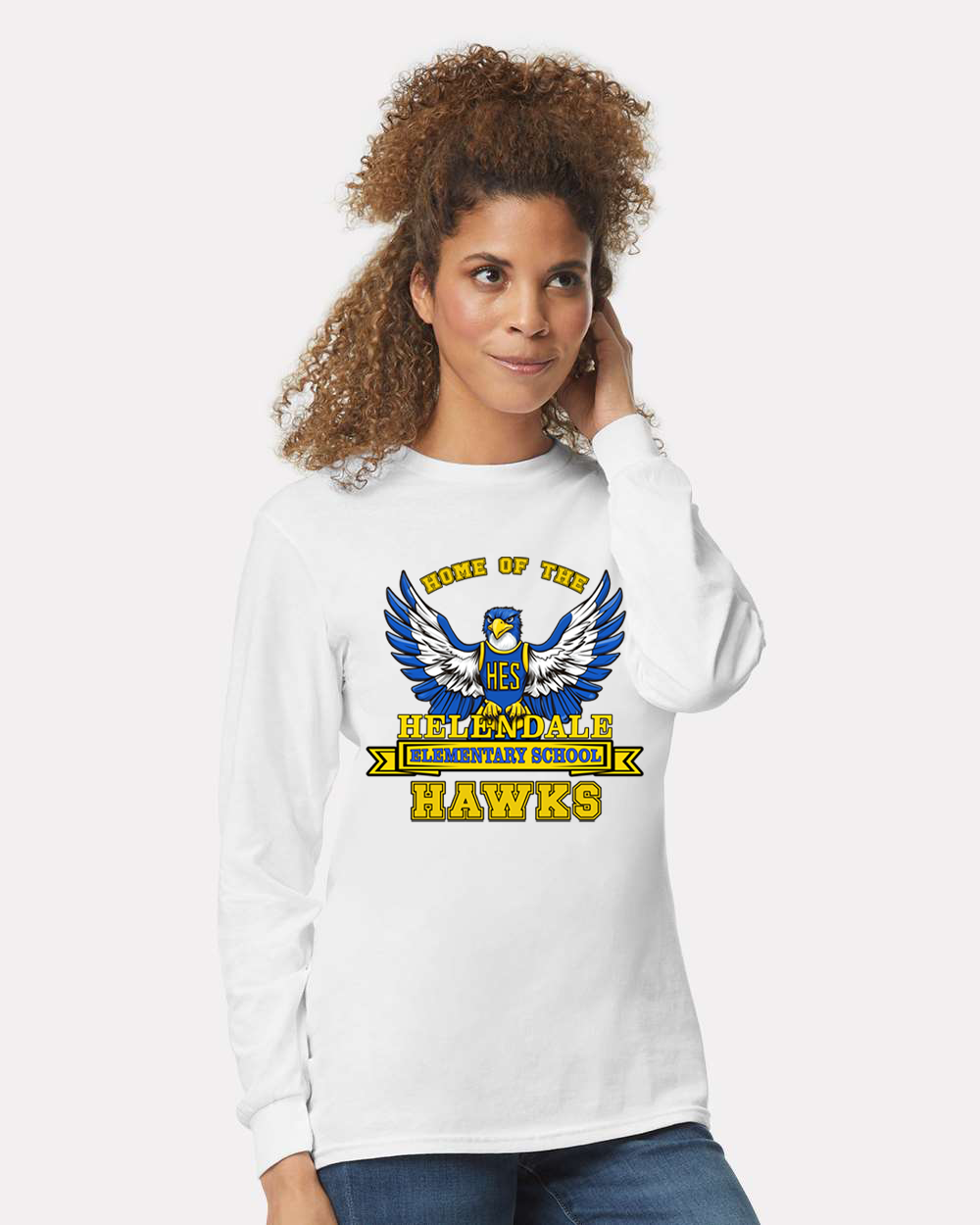 Helendale Elementary Adult Long Sleeve Spirit T-Shirt – School Pride Apparel, Sizes XS-4XL