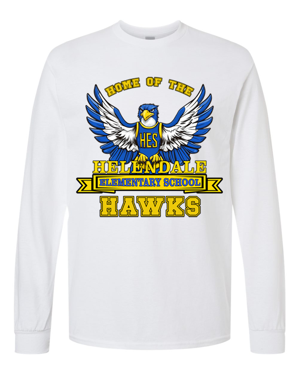 Helendale Elementary Adult Long Sleeve Spirit T-Shirt – School Pride Apparel, Sizes XS-4XL