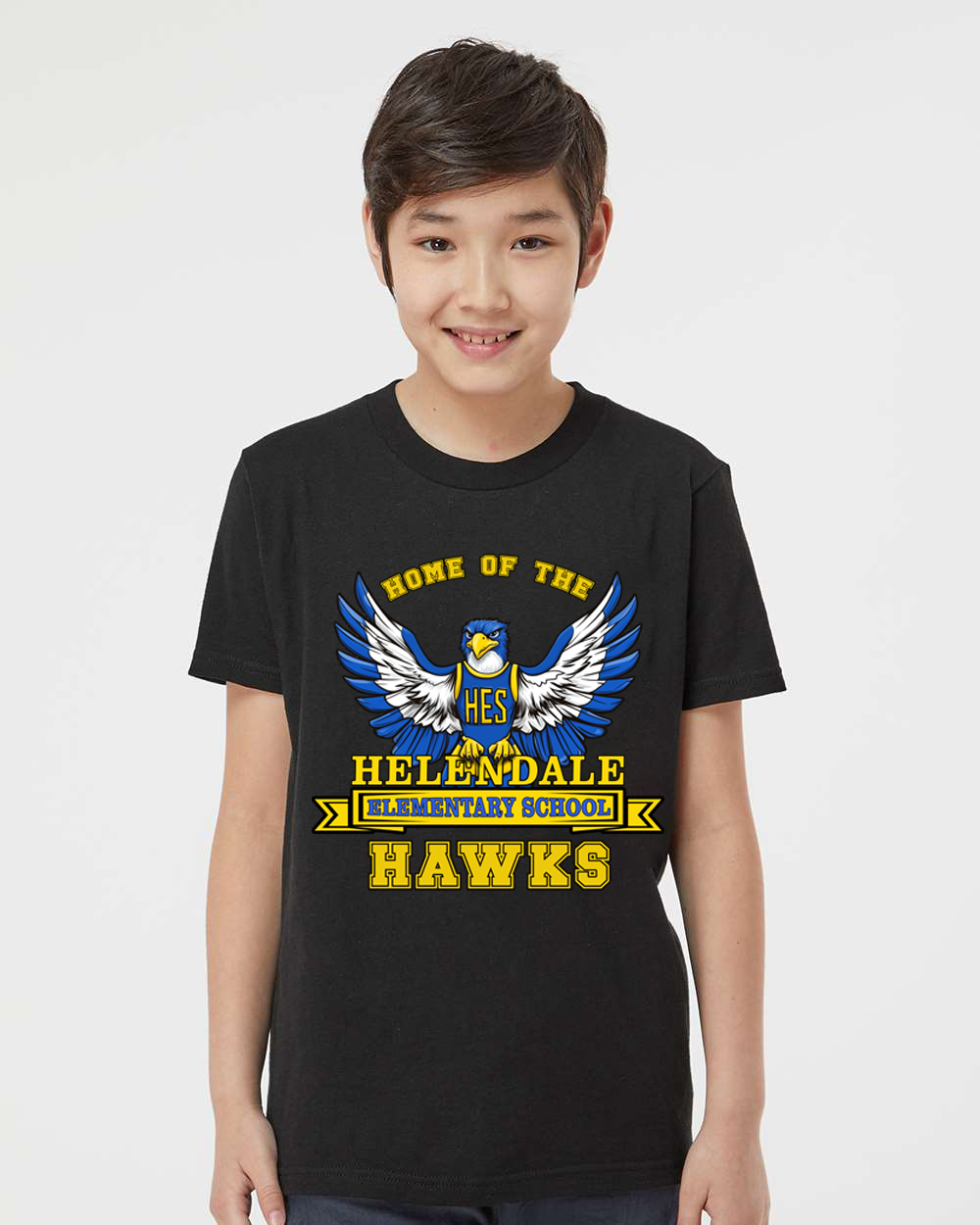 Helendale Elementary School Spirit Kids’ T-Shirt – Bold Hawk Mascot Design, 100% USA Cotton, Sizes XS-XL