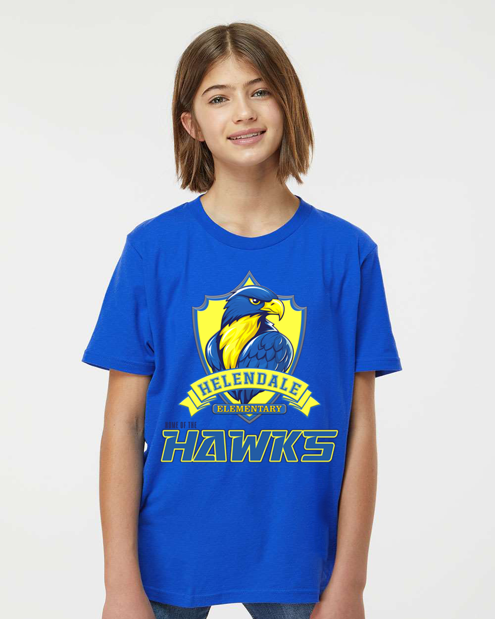 Helendale Elementary School Spirit Kids’ T-Shirt – Bold Hawk Mascot Design, 100% USA Cotton, Sizes XS-XL