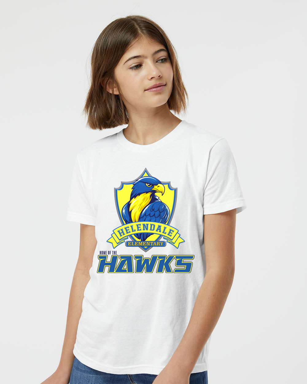 Helendale Elementary School Spirit Kids’ T-Shirt – Bold Hawk Mascot Design, 100% USA Cotton, Sizes XS-XL