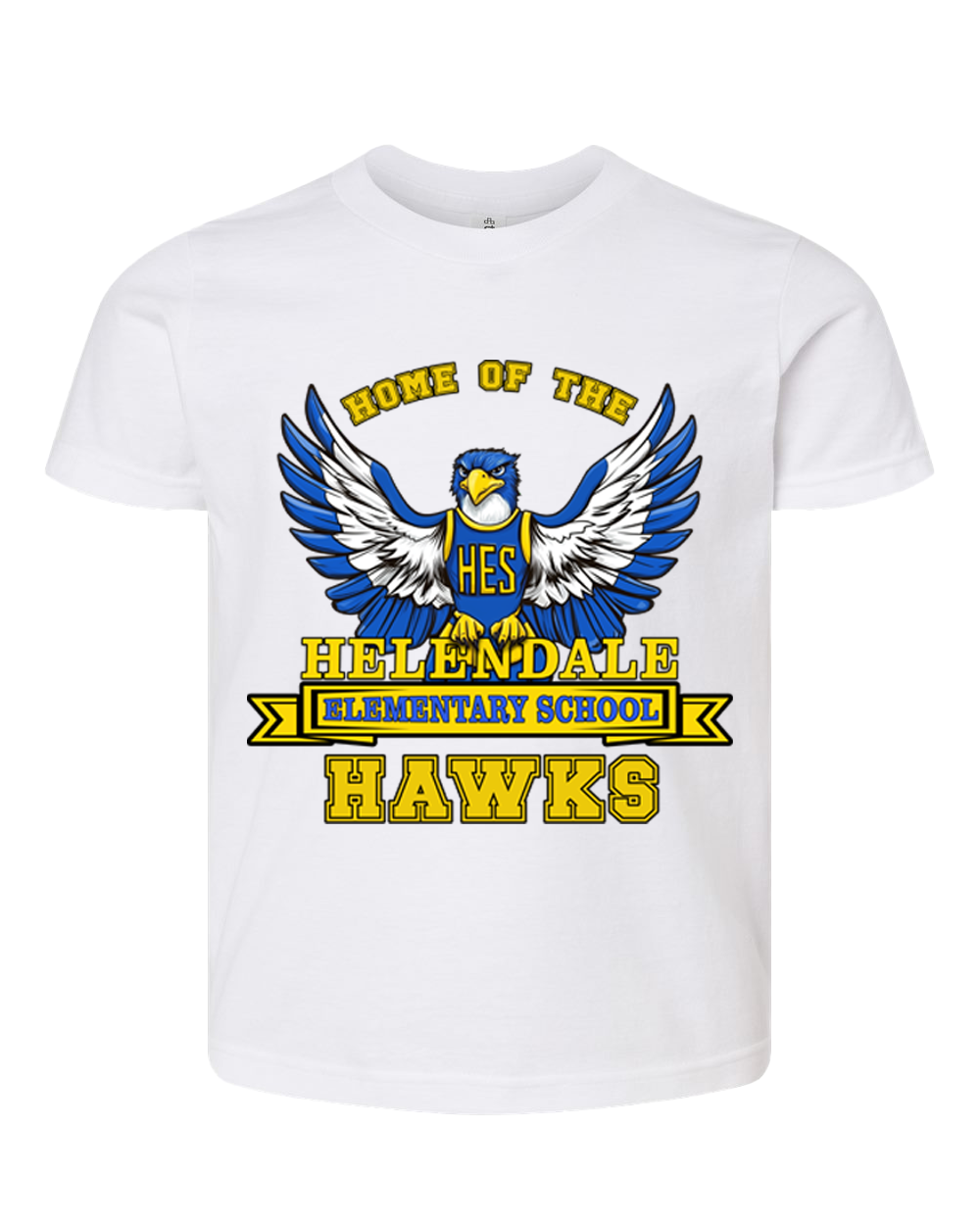 Helendale Elementary School Spirit Kids’ T-Shirt – Bold Hawk Mascot Design, 100% USA Cotton, Sizes XS-XL