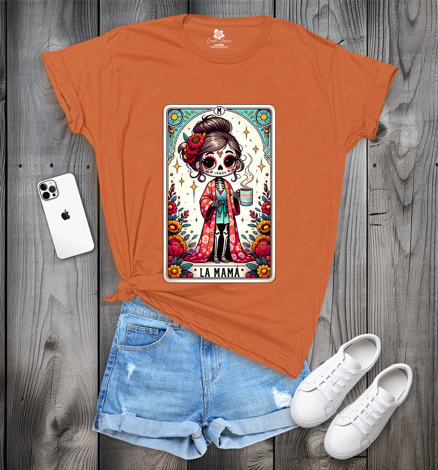 La Mama Tarot Card T-Shirt, La Mama Skeleton T-Shirt, Trendy Mama Funny Tarot T-Shirt, La Mama Tee